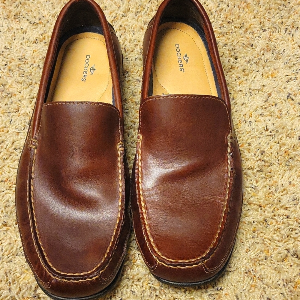 Dockers Brown Leather Casual Slip On Loafers Shoes Mens Size 11M